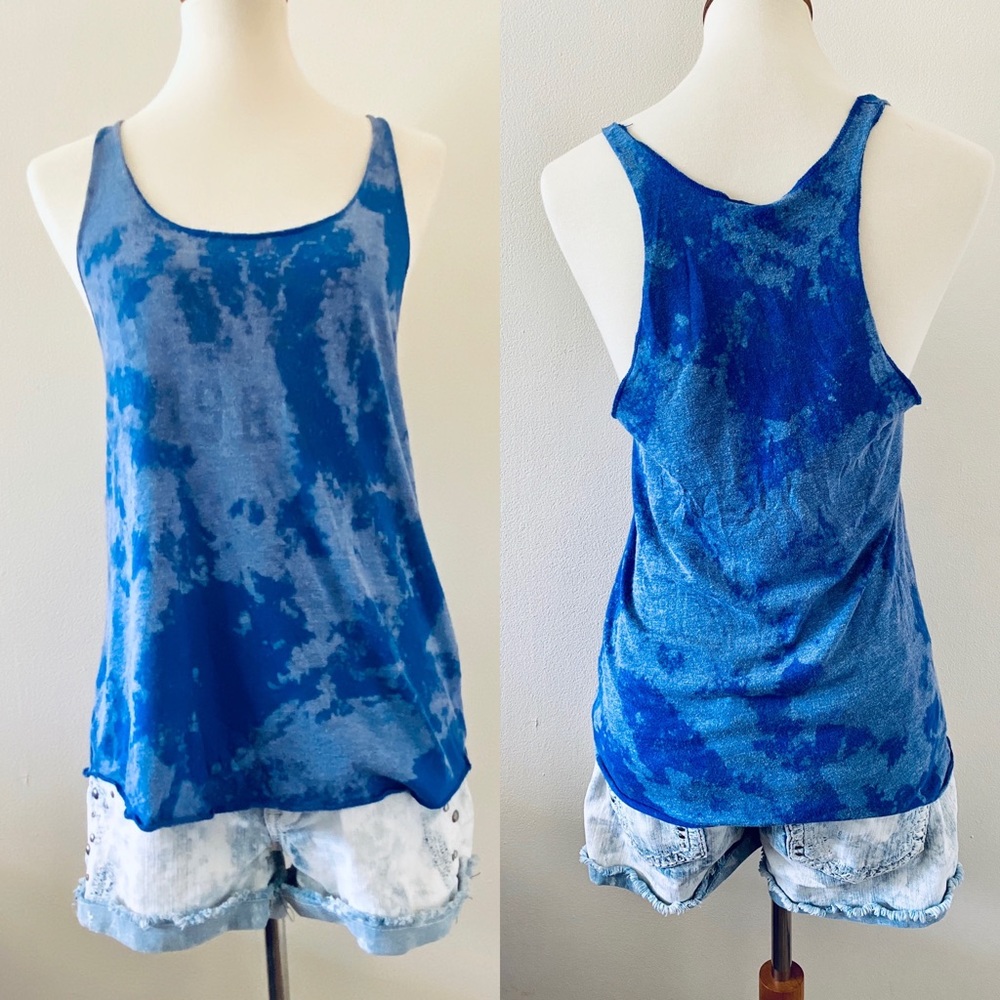 Obey Custom Bleach Dyed Blue Graphic Tank